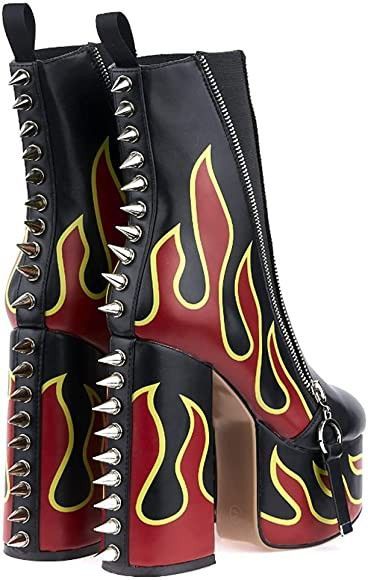 Black Flames, High Heel Platform, Cool Shoes, Platform Ankle Boots, Platform Boots, Monster High, Cute Shoes, High Heel, Heel Height