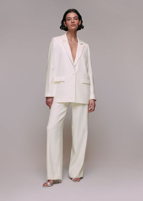 Buy Ivory/Multi Andie Wedding Blazer | WHISTLES whistles.com. Nothing speaks to the modern bride aesthetic quite like a fluid and feminine white tuxedo. Bridal Blazer, Wedding Blazer, Bride Aesthetic, Wedding Blazers, Women Suits Wedding, Contemporary Bridal, Women In White, Wedding Dress Outfit, Contemporary Bride