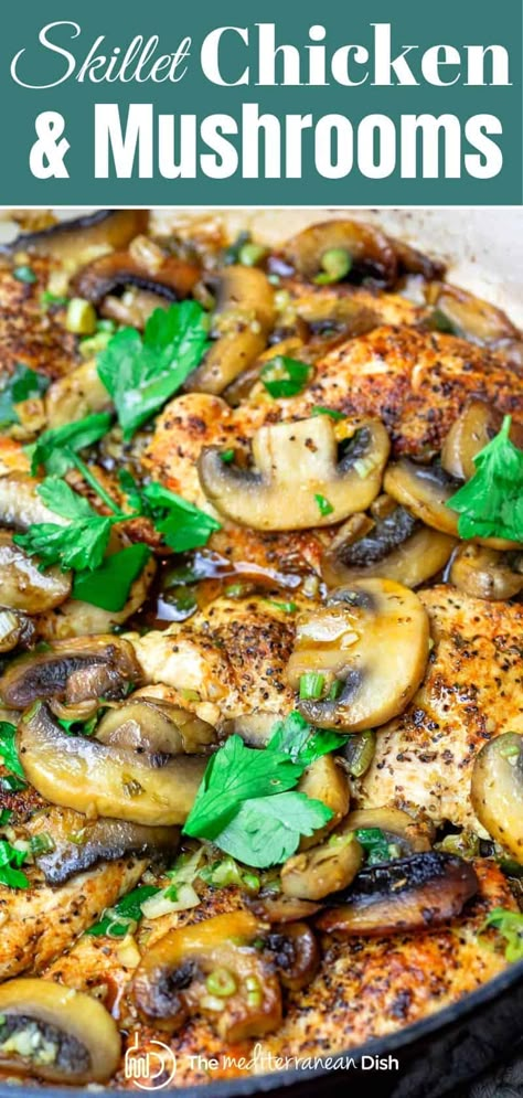 Chicken Tenders With Mushrooms, Lite Chicken Recipes, Easy Light Chicken Recipes, Mushroom With Chicken Recipes, Chicken Light Recipes, Skillet Chicken And Mushrooms, Chicken Recipe With Mushrooms, Mushroom Chicken Healthy, 54d Recipes