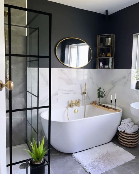 House Beautiful UK on Instagram: "Sleek and stylish bathroom vibes 🤍 (📸@highfield_reno)" Bathroom Vibes, Minimalist Ideas, Narrow Bathroom, Bathroom Transformation, Bathroom Wall Panels, Built In Cupboards, Wall White, Bathroom Decor Luxury, Downstairs Bathroom