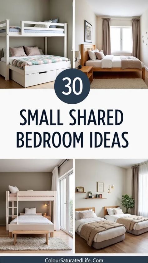 Maximize space and style with these 30 innovative ideas for small shared bedrooms! Whether you're designing for siblings or roommates, these creative tips will help you make the most of your space without sacrificing function. From clever storage solutions to chic decor, transform your shared bedroom into a cozy, stylish haven. #SmallBedroomIdeas #SharedBedroom #SpaceSavingTips #RoommateStyle #BedroomDecorIdeas Small Shared Bedroom, Shared Bedroom, Shared Bedrooms, Clever Storage Solutions, Innovative Ideas, Clever Storage, Maximize Space, Small Bedroom, Chic Decor