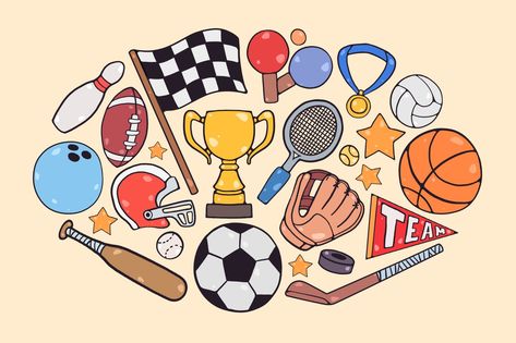 Sports Items Clipart Student Clipart, Cartoon Sports, Animation Schools, Sports Clipart, Sports Drawings, Sports Items, Sports Meet, English Phonics, Math Poster