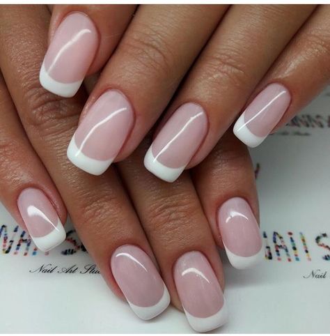 Oval French Manicure Acrylics, French Manicure On Square Nails, Light Pink French Manicure, Elevated French Manicure, French Manicure Thick White, Spring French Manicure Ideas, French Manicure With Pink Base, French Manicure Squoval, French Manicure Nails Acrylic