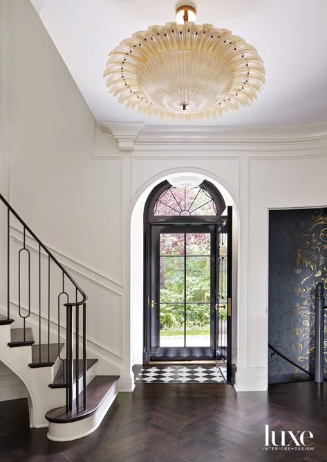 Foyer Design Ideas, Foyer Designs, Entryway Design, Huge Library, Red Brick House, Curved Staircase, Foyer Design, Entry Way Design, Luxurious Home