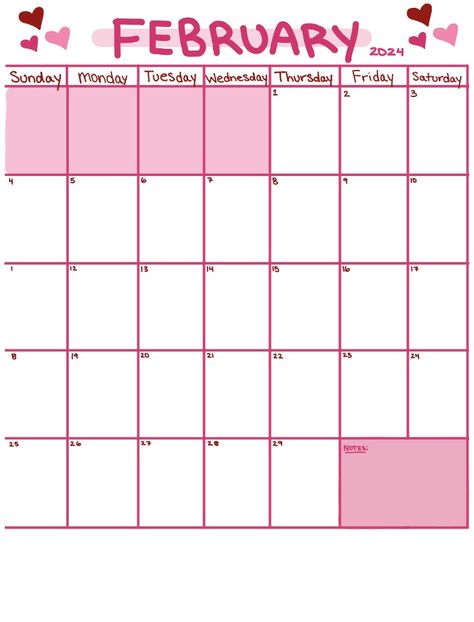 February 2024 Calendar - Notability Gallery February 2024 Calendar, Big Calendar, Blank Monthly Calendar Template, Pink Calendar, Pink Wallpaper Desktop, February Month, February Calendar, Blank Monthly Calendar, Test Plan