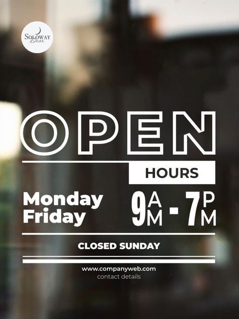 Hour of Operations for Hair Store Front - Cus Opening Hours Sign, Store Hours Sign, Business Hours Sign, Storefront Signs, Fashion Poster Design, Corporate Office Design, Small Business Logo, Hair Stores, Window Signs