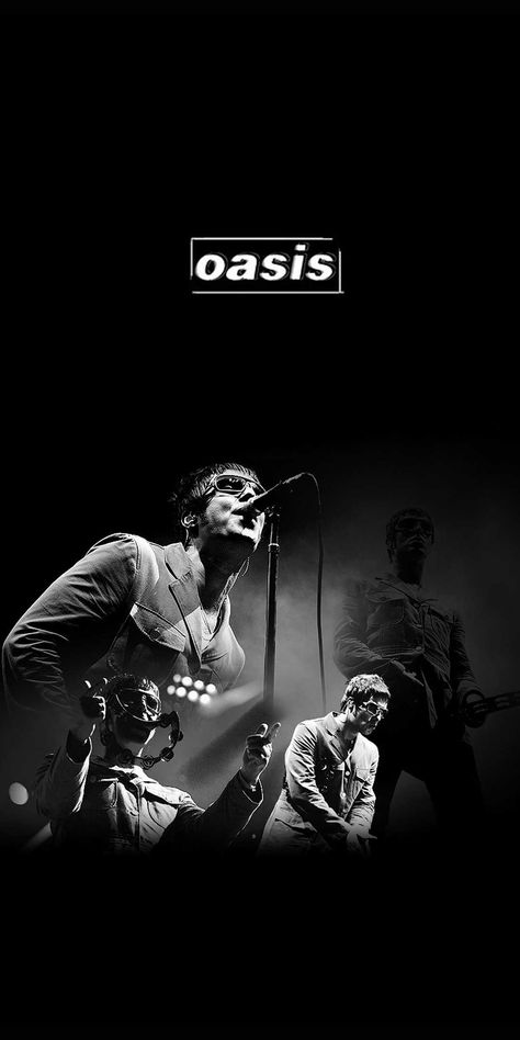 Oasis Band Aesthetic, Oasis Wallpaper Iphone, Rock Bands Wallpaper, Singing Wallpaper, Oasis Black And White, Rock Band Wallpaper, Oasis Wallpaper, Oasis Logo, Oasis Music