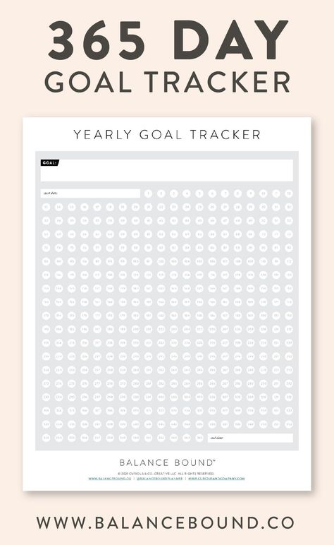 Seeing a visual reminder of your incremental goals is key to working towards achieving them. Now that's easier than ever with this free printable goal tracker, available in two sizes and with or without numbered circles to check off your progress! How To Make A Goal Tracker, Printable Goal Tracker, Aesthetic Planners, Free Goal Printables, Tracker Free, Free Aesthetic, Yearly Goals, Leap Year, Goal Tracker