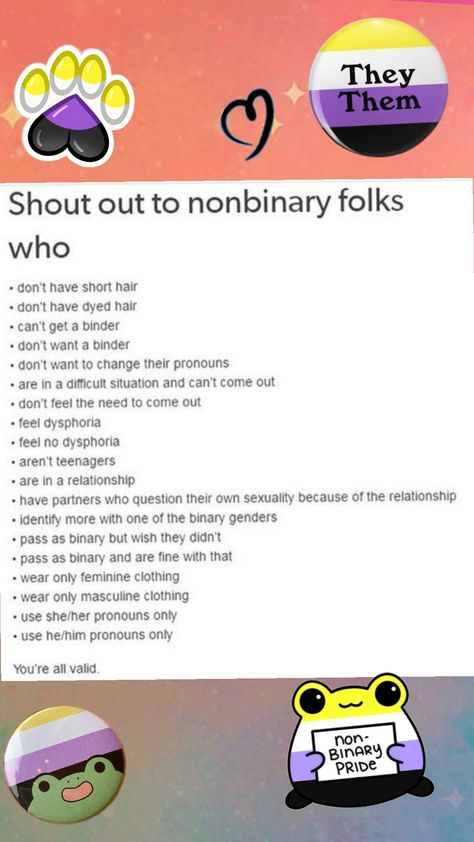 Nonbinary Room Ideas, Am I Nonbinary Quiz, Nonbinary Positivity, Nonbinary Humor, Non Binary Tips, Non Binary Names, Nonbinary Names, Nova Core, Non Binary Art