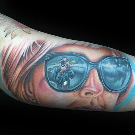 Gentleman With Sunglasses Reflection Memorial Tattoo Memorial Tattoos For Men, Unique Memorial Tattoos, Memorial Tattoo Designs, Tribute Tattoos, Memorial Tattoo, Memorial Tattoos, Tattoos Ideas, Best Artist, Tattoos For Guys