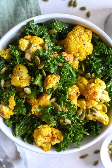 Cauliflower And Kale, Salad Cauliflower, Pearl Couscous Salad, Yoghurt Dressing, Butternut Squash Pasta, Squash Pasta, Toasted Pumpkin Seeds, Cauliflower Salad, Kale Recipes