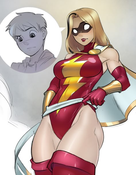 Female Shazam, Female Superhero Oc, Female Shazam Art, Shazam Suit Concept Art, Shazam Concept Art, Billy Batson Tumblr, Shazam Fanart, Shazam Redesign, Billy Batson Comic