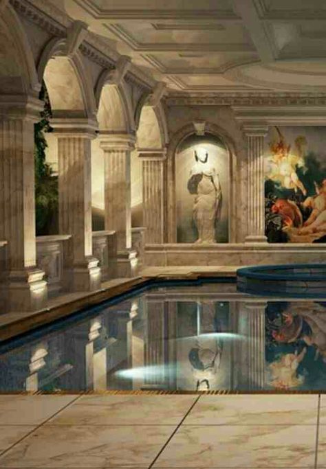 . Indoor Pool Design, Pool House Designs, Piscina Interior, Indoor Pools, Luxury Swimming Pools, Indoor Swimming Pool, Luxury Pools, Dream Pools, Mansion Interior