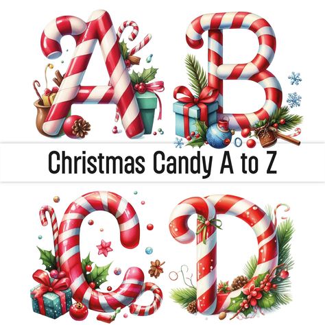 Candy Cane Clipart, Sweets Clipart, Letter Styles, Letters Christmas, Candy Clipart, Caps Font, Doodle Letters, Gingerbread Decorations, Christmas Names