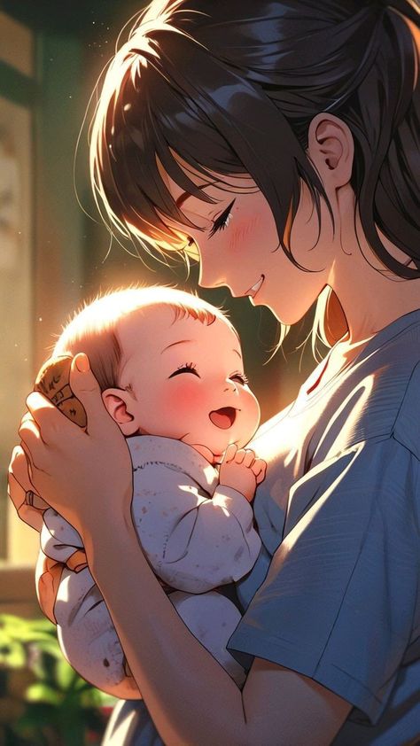 Mom Baby Aesthetic, Cute Love Anime, Beautiful Anime Wallpaper, Love Images For Him, Anime Wallpaper For Iphone, Anime Mom, Cute Cartoon Couple, Wallpaper For Iphone, Cute Couple Drawings