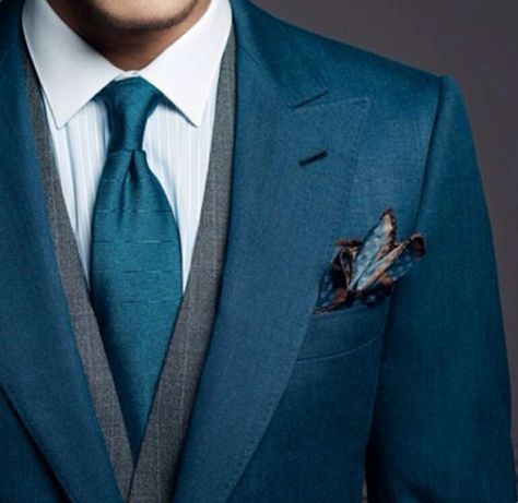 Deep teal, gray. This is working right. Teal Groomsmen, Teal Suit, Best Wedding Suits, Dark Blue Suit, Men With Street Style, Teal Wedding, Suit Ideas, Suits Men, Groomsmen Attire