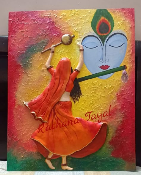 #artforsale #love #fineart #painter #oiloncanvas #arte #artlovers #artistic #paintingart #creative #instagood #artistsofinstagram #artsy #illustration Meera Bai Paintings Easy, Clay Mural Art On Canvas, Radha Krishna Modern Art Paintings, Mouldit Art Ideas On Canvas, Modern Art Canvas Painting, Boho Art Drawings, Buddha Art Painting, Clay Wall Art, Beautiful Art Paintings