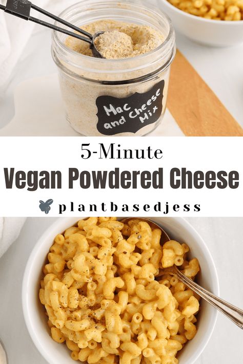 Vegan Powdered Cheese (Mac and Cheese Mix) - Plant Based Jess Cheesy Noodles, Dairy Substitutes, Cheese Mac And Cheese, Boxed Mac And Cheese, Plant Based Cheese, Vegan Cheese Recipes, Vegan Dressing, Cheese Powder, Vegan Cheese Sauce