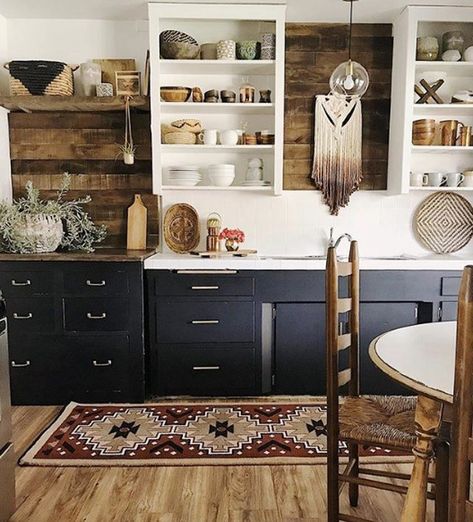 Warm, #bohemian #decor pairs with fresh, contemporary accents to create a stunning boho-chic #kitchen design.