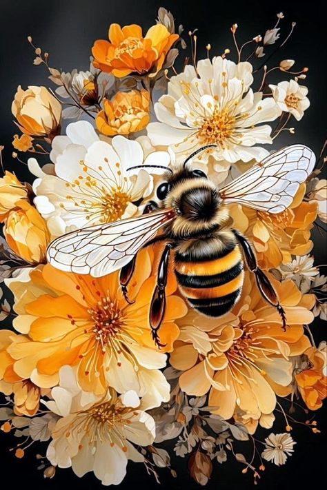 Bee Drawing, Bee Pictures, Art For Beginners, Gemstone Art, Round Art, Bee Art, Bees Knees, 5d Diamond Painting, Easy Paintings