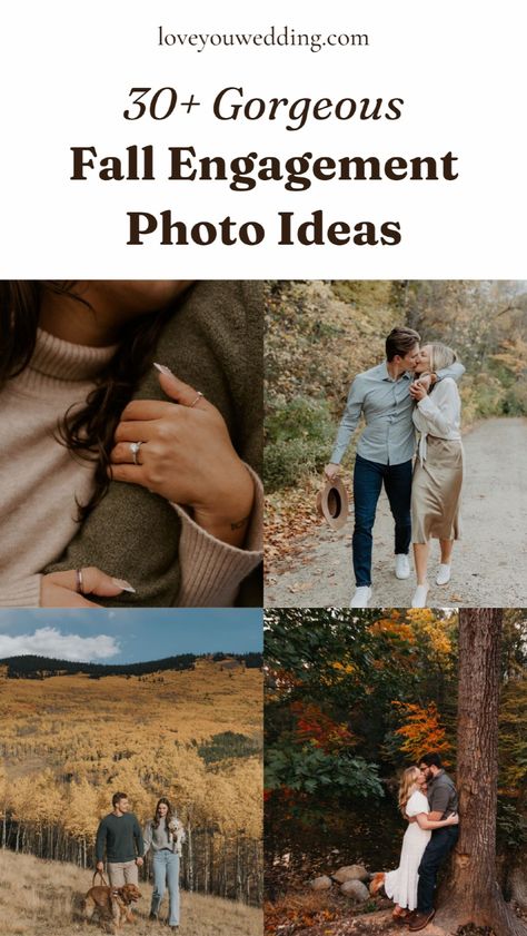 If you’re getting ready for fall engagement pictures, look no further! We’re sharing over 33 amazing ideas for fall engagement photo shoots, including the best outfits, poses, and indoor or outdoor settings. Get inspired with our November engagement photo ideas and more! Click through for fall couple photos inspiration. Country Engagement Outfit Ideas, Engagement Photos Pregnant, Engagement Photos Mens Outfits, Engagement Photos Details, Napa Engagement Photos, Engagement Photo Outfits Casual, Diy Engagement Photos Iphone, Fall Engagement Photo Outfit Ideas, Fall Engagement Pictures Ideas