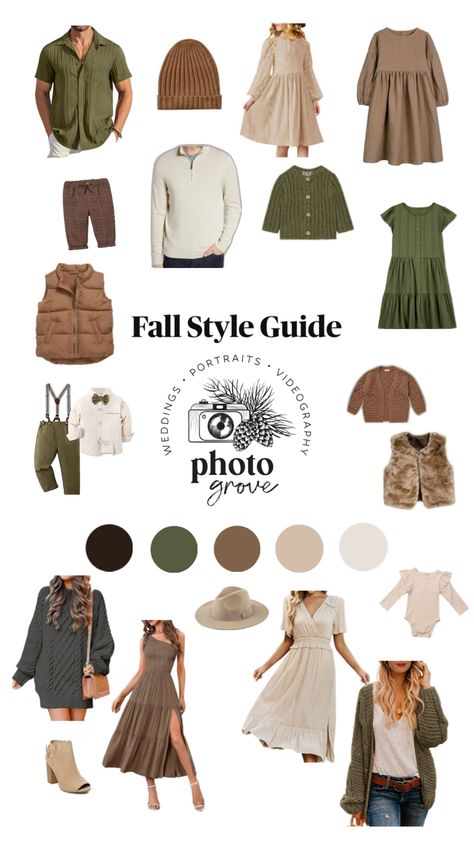 Olive & Cream Fall Neutrals Family Pictures, Fall Outfits Olive Green, Fall Colors For Pictures Family, Green Dress Photoshoot Family, Formal Fall Family Photos, Cream And Olive Green Outfit, Green And Cream Family Outfits, Winter Family Photoshoot Outfits Green, Family Photo Outfits Emerald Green