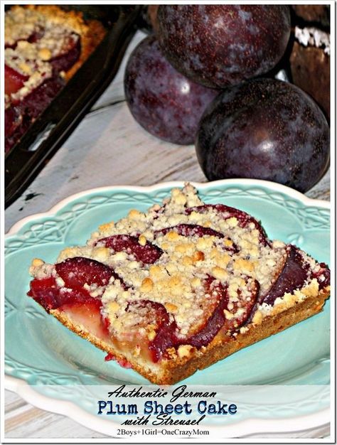 Streusel Recipe, German Plum Cake, 2 Boys 1 Girl, German Food Authentic, German Desserts, German Cake, Plum Recipes, German Baking, Austrian Recipes