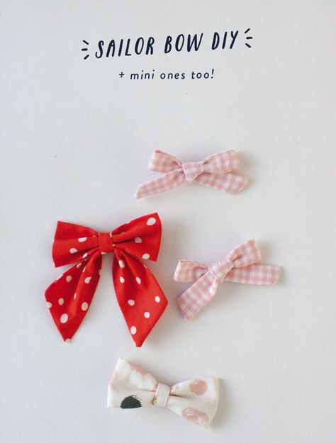 Hair Bow Diy, Birthday Hair Bow, Mini Hair Bows, Bow Diy, Making Bows, Hair Bow Tutorial, Sailor Bow, Bow Template, Fabric Hair Bows