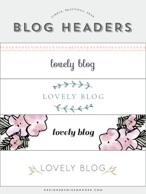 FREE Blog Header Designs - Designs By Miss Mandee. Give your website a fresh new look with one of these sleek logo designs. Easily customize to add your own blog name. Simple, beautiful, free! Website Branding Inspiration, Blog Header Design, Header Designs, Sleek Logo, Pretty Logo, Blog Backgrounds, Header Design, Blog Names, Blog Header