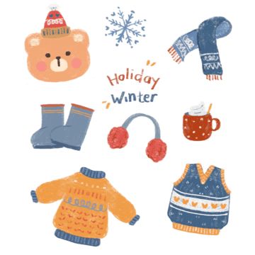 Drawing Easy Cute, Korean Bear, Winter Drawing, Doodle Sticker, Winter Drawings, Sticker Printable, Korean Stickers, Bear Clipart, Winter Clipart