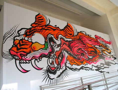 Yakuza Style Tattoo, Mural Artist, Tiger Painting, Graffiti Style Art, Graffiti Murals, Murals Street Art, Japanese Tattoo Art, Pow Wow, Graffiti Styles