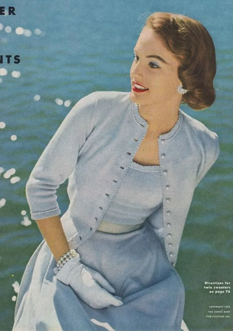 Twinset Pearl 1950s Knitting Twin Set Cardigan Sweater Top & | Etsy 50's Outfits 1950s, 1950 Fashion Women, Twin Set Sweater, Sweater Sets Womens, 1950s Sweater, 1950s Fashion Women, 50s Women, Vintage Vogue Patterns, Fashion Decades