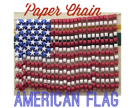 Paper Chain Art, Flag Art Project, American Flag Craft, Kids Holiday Art, American Flag Crafts, Free Stencil Maker, Military Camp, Elementary Art Rooms, Patriotic Projects