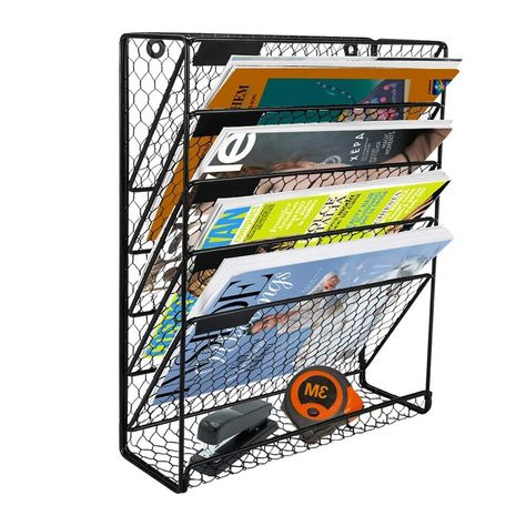 Introducing the ultimate solution to streamline your office, home, or classroom – the 6-Tier Black Metal Wire Hanging File Organizer & Magazine Rack. Crafted from high-quality metal wire with a sophisticated black finish, this wall-mounted storage rack is designed to elevate your space’s aesthetics while keeping it orderly and efficient. Shop here: https://plumbra.shop/6-tier-black-metal-wire-hanging-file-organizer-magazine-rack/ Outdoor Metal Plant Stands, Hanging File Organizer, Metal Chicken, File Organizer, File Organiser, Hanging Files, Elegant Art, Small Desk, Car Storage