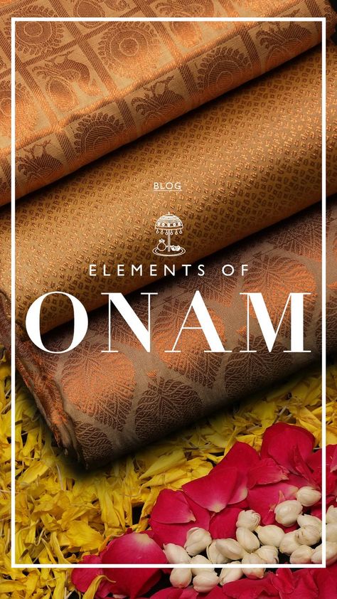 Elements of Onam Onam is a south Indian festival of food, color and attire. From the beautifully decorated elephants to the wild Pulikali dancers, and from the enormous snake boats lined up at the shore to the stunning floral decorations, this event paints the city in more colors than you can imagine. That being said, below are some of the newest collections at Pothys to give you a glimpse of what to expect while buying pure silk sarees this Onam. Saree Product Photography, Sarees Photoshoot, Saree Product Shoot, Onam Photography, South Indian Festival, Company Decoration, Saree Photography, Beauty Logos, Onam Wishes