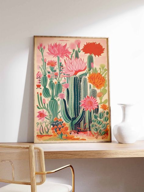 Vintage Mexican Cactus Poster, Colourful Mexican Art Print, Traditional Mexican Artwork, Floral Vintage Poster, Latin Decor, Cultural Gift - Etsy Latin Decor, Mexican Cactus, Mexican Artwork, Cactus Poster, Traditional Mexican, Vintage Mexican, Mexican Art, Mexican Folk Art, Floral Vintage