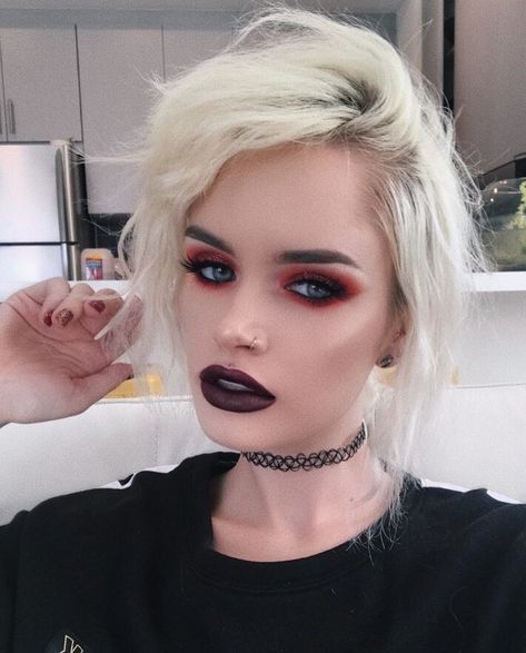 Bold makeup look Nº1 by atleeeey - #eyeshadow #makeup #cosmetics #lashes #lipstick #beauty #lips 90s Grunge Makeup, Rock Makeup, 80s Punk, Punk Makeup, Make Up Tutorials, Bold Makeup Looks, Witch Makeup, Alternative Makeup, Smink Inspiration