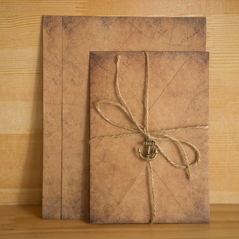 Kraft Paper Invitations, Letter Stationery, Envelope Lettering, Party Stationery, Vintage Invitations, Paper Envelope, Letter Set, Letter Paper, Paper Envelopes