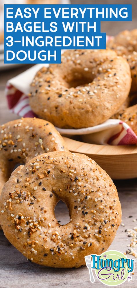 Easy Bagels, Everything Bagels, Sourdough Bagels, Hungry Girl Recipes, Homemade Bagels, Bagel Recipe, Hungry Girl, Sour Patch, 2 Ingredient