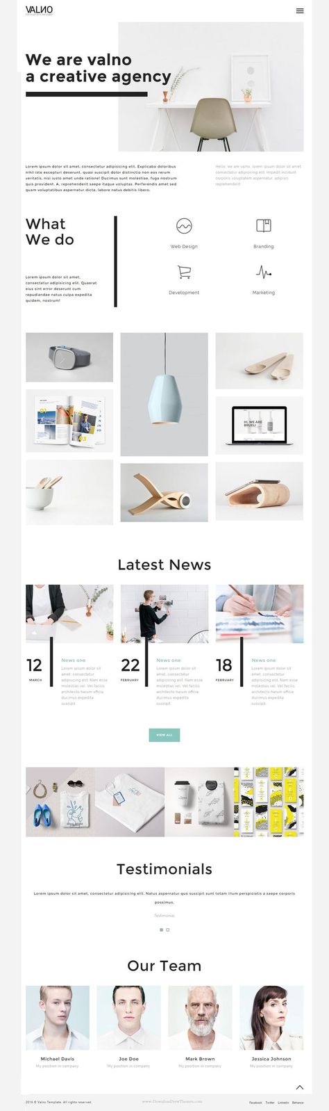 Valno is a fully responsive HTML5 & CSS3 Bootstrap template designed with a #minimal and clean design. This template is perfect for building an awesome #website for Portfolio, Agency, Photography and #Blog. It comes with 29 html ready for use and well commented. Download Now➝ What We Do Page Design, Agency Photography, 포트폴리오 레이아웃, Webdesign Inspiration, Bootstrap Template, Design Websites, 카드 디자인, Html5 Css3, Portfolio Layout