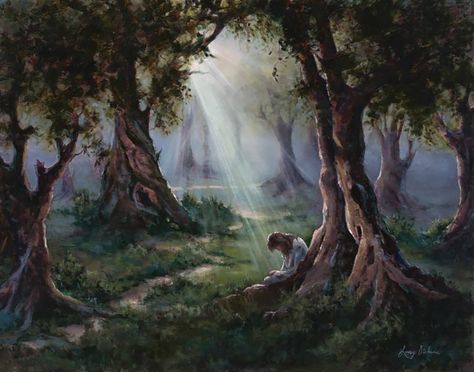 Gethsemane – His Will ‣ Lucy Dickens Agony In The Garden, Garden Of Gethsemane, Christian Meditation, Jesus Christ Painting, Personal Prayer, Pictures Of Christ, Maria Magdalena, Jesus Praying, Fine Art Painting Oil