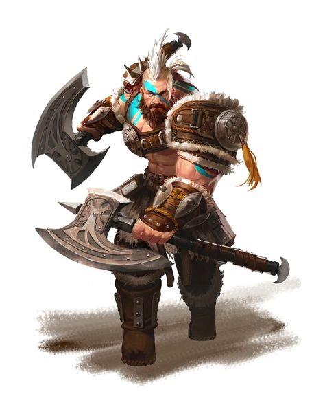 Male Human Barbarian Berserk Dual Axe wielding - Pathfinder PFRPG DND D&D 3.5 5E 5th ed d20 fantasy Dnd Berserker, Viking Character, Heroic Fantasy, Dungeons And Dragons Characters, Fantasy Male, Fantasy Armor, Fantasy Warrior, Character Design Male, Fantasy Rpg