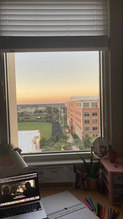 Views from my room #sunset #dorm #aesthetic #cute #room #tampa Aesthetic Cute Room, Room Sunset, Dorm Aesthetic, Cute Room, Dorm Life, Aesthetic Life, Aesthetic Cute, Year 2, My Room