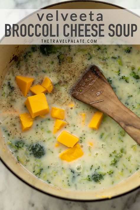 Broccoli Cheese Soup Without Heavy Cream, Velveeta Vegetable Soup, What To Make With Velveeta Cheese, Broccoli Cheese Soup No Cream, Velveeta Soup Recipes, Broccoli Cheddar Soup With Velveeta, Broccoli Cheese Soup No Heavy Cream, Broccoli Soup Velveeta, Cheese Soup Recipe Velveeta