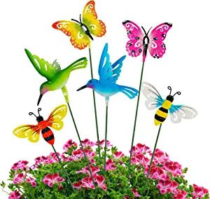 Amazon.com: Juegoal 6 Pack Metal Yard Stakes Spring Decor, 15 Inch Outdoor Metal Colorful Butterfly Hummingbird & Bee Shaking Head Yard Art, Rust Proof Metal Plant Sticks for Yard Lawn Pathway Patio Ornaments : Patio, Lawn & Garden Metal Sun Wall Art, Bee Yard, Plant Stick, Plant Sticks, Gecko Wall Art, Outdoor Fall Decor Ideas, Metal Flower Wall Art, Hummingbird Ornament, Nature Room