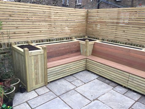 Chic garden seating and storage in Westminster – Barrow and Twine – London Gardening Services Small North Facing Garden Ideas, Diy Garden Seating, Diy Garden Bench, Garden Storage Bench, Garden Bench Seating, Outdoor Bench Seating, Tattoo Garden, Diy Outdoor Seating, Garden Nails