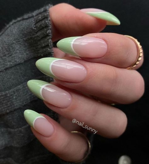 Spring Nails Natural, Nails Sage Green, Trendy Almond Nails, Simple Acrylic Nails, Almond Nails Designs, Almond Acrylic Nails, Nail Tattoo, Nails Spring, Acrylic Nails Coffin Short