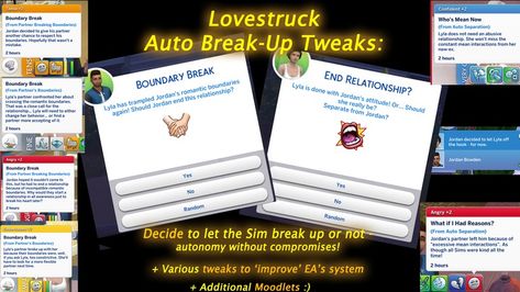 [MOD] Lovestruck Auto Break-Ups Tweaks: Pop Up Choices, Moodlets, Unilaterality, Etc | Patreon Types Of Kisses, Relationship Boundaries, Sims 4 Toddler, Free Post, Best Sims, Maxis Match, Sims 4 Mods, Ups, How To Introduce Yourself