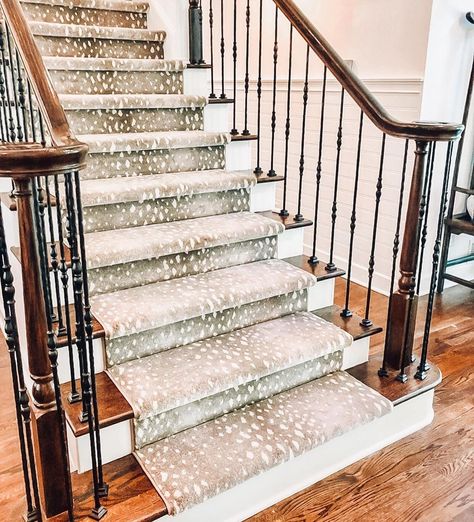 Antelope Stair Carpet, Neutral Animal Print Stair Runner, Antelope Print Stair Runner, Antelope Stair Runner, Antelope Carpet, Staircase Carpet Runner, Cypress House, Colonial Modern, Animal Print Carpet