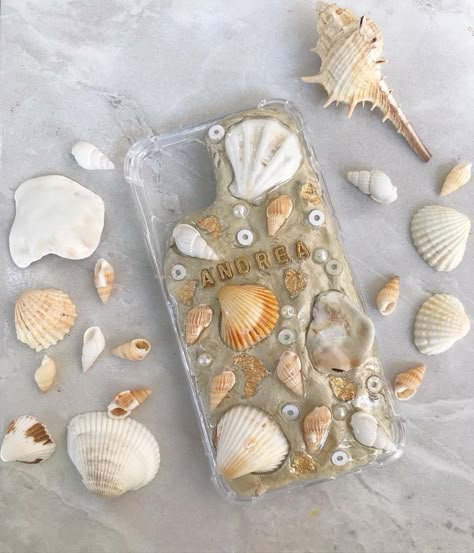 Mermaidcore Phone Case, Sea Shell Phone Case, Laptop Stickers Disney, Seashell Case, Seashell Phone Case, Mermaid Phone Case, Shell Phone, Handmade Phone Case, Diy Iphone Case